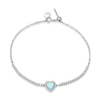 925 Sterling Silver Adjustable Bracelet with Translucent Opal and CZ for Women