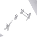 925 Sterling Silver Earrings with CZ in Pavé Setting - 0.4*0.5cm - Women