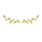 925 Sterling Silver Earrings with Gold Plating and CZ - 0.9x2.5cm for Women