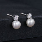 925 Sterling Silver Moissanite 0.1ct Freshwater Pearl Earrings for Women