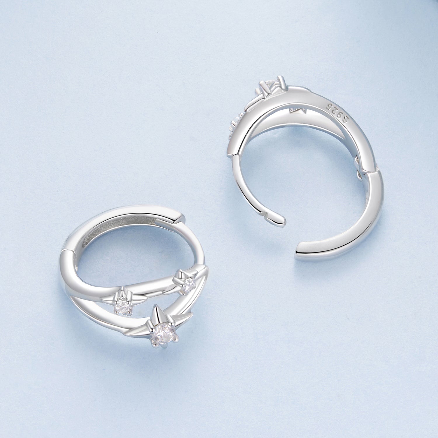 925 Sterling Silver Earrings with Pavé Setting CZ in White Gold for Women