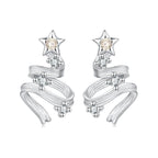 925 Sterling Silver Earrings with White Gold Plating and CZ