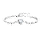 925 Sterling Silver Bracelet with CZ Zircon, 15+6.5cm, Platinum Plated for Women
