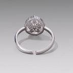 925 Sterling Silver Pavé Setting CZ White Gold Plated Ring with Transparent Glass for Women