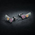 925 Sterling Silver Earrings with Pavé Setting and Plated Platinum, Size: 0.5*1.3cm, Women