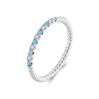 925 Sterling Silver White Gold Plated Turquoise Ring Size 6.0 for Women