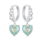 925 Sterling Silver Earrings with Transparent Glass, Plated White Gold, Size 23x8.5mm for Women