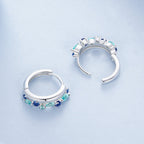 925 Sterling Silver Earrings with Pavé Setting and White Gold Plating for Women