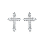 925 Sterling Silver Earrings with Pavé Setting CZ in White Gold Plating - 1.2x0.8cm for Women