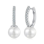 925 Sterling Silver Moissanite 0.15 Carat Earrings with Quality Shell Pearl for Women