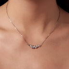 925 Sterling Silver White Gold Plated 40+5cm Necklace with CZ for Women