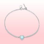 925 Sterling Silver Adjustable Bracelet with Translucent Opal and CZ for Women