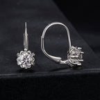 925 Sterling Silver Moissanite Earrings with CZ in White Gold, 1.8cm for Women