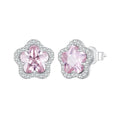 925 Sterling Silver Earrings with Pavé Setting CZ and Transparent Glass for Women
