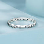 925 Sterling Silver Oxidized 0.18cm Wide Pavé Setting CZ Ring for Women - Size 6.0