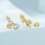925 Sterling Silver Earrings with Pavé Setting CZ | Size 0.6*1.45cm for Women