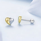 925 Sterling Silver & Plated Gold Earrings for Women - 0.5*0.6cm