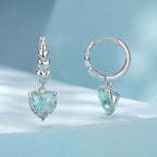 925 Sterling Silver Earrings with Transparent Glass, Plated White Gold, Size 23x8.5mm for Women