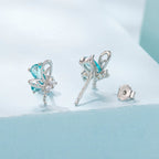 925 Sterling Silver White Gold Plated 1.0x0.7cm CZ Earrings for Women