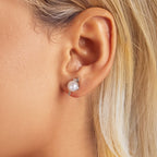 925 Sterling Silver Natural Pearl & CZ Earrings Plated in Platinum