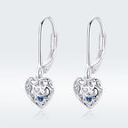 925 Sterling Silver Earrings with CZ and Platinum Plating, 2.3*0.8 cm