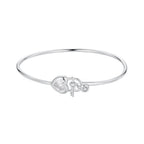 925 Sterling Silver Bracelet with CZ, 17mm, White Gold Plated, For Women