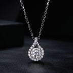 925 Sterling Silver Moissanite Necklace with CZ, 400mm Length, 15x10mm Pendant for Women