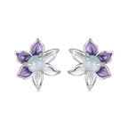 925 Sterling Silver Earrings with Enamel and Transparent Glass for Women