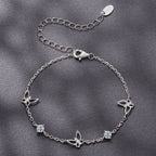 925 Sterling Silver White Gold Plated Bracelet with Moissanite, 15+6cm, for Women
