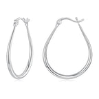 925 Sterling Silver Earrings for Women - 2.9x0.2cm, Plated White Gold, Style L