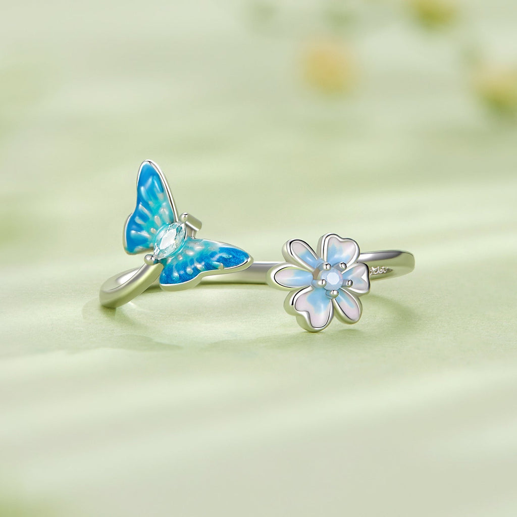 925 Sterling Silver Opal Nanometer Stone Platinum Plated Ring