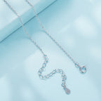 925 Sterling Silver Necklace with CZ in Rose Gold and Platinum Finish, 400mm Chain Length for Women