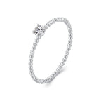 925 Sterling Silver 3mm Moissanite Ring for Women - Size 6