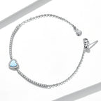 925 Sterling Silver Adjustable Bracelet with Translucent Opal and CZ for Women