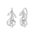 925 Sterling Silver Earrings with White Gold Plating and CZ