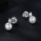 925 Sterling Silver Moissanite 0.1ct Freshwater Pearl Earrings for Women