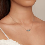 925 Sterling Silver Pendant Necklace with Pavé CZ and Plated Platinum
