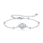 925 Sterling Silver White Gold Plated Bracelet with Synthetic Opal - Length 15+6cm for Women