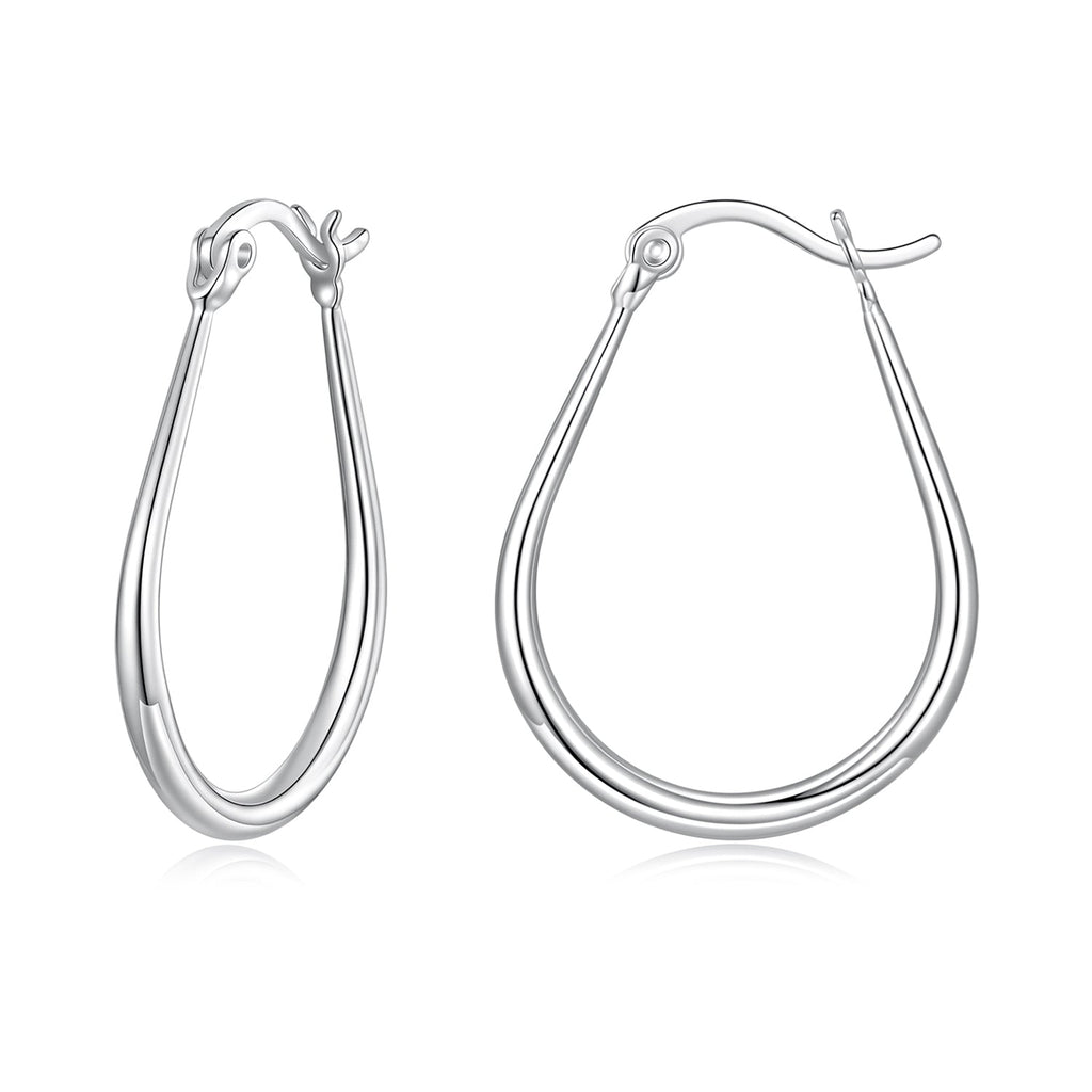 925 Sterling Silver Earrings for Women - 2.9x0.2cm, Plated White Gold, Style L