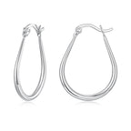 925 Sterling Silver Earrings for Women - 2.9x0.2cm, Plated White Gold, Style L