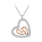 925 Sterling Silver Necklace with CZ in Rose Gold and Platinum Finish, 400mm Chain Length for Women