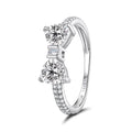 925 Sterling Silver White Gold Plated 1.2cm Pendant Ring Size 6 for Women