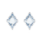 925 Sterling Silver Earrings with Transparent Glass and White Gold Plating