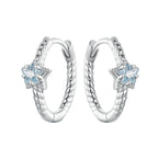 925 Sterling Silver Earrings with CZ and White Gold Plating, 1.3cm for Women