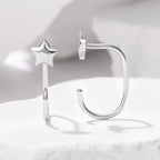 925 Sterling Silver Brass Earrings with White Gold Plating 1.4cm for Women