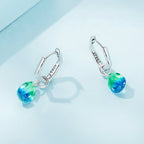 S925 Sterling Silver Oxidized Earrings with Transparent Glass & Main Stone for Women