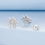 925 Sterling Silver Earrings with Pavé Set CZ in White Gold Finish, 1.1*1.0cm
