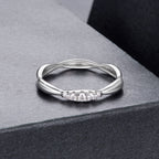 925 Sterling Silver Moissanite Ring with 0.15-0.2cm Gems for Women - Size 6