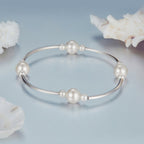 925 Sterling Silver Shell Pearl Stretchable Bracelet for Women