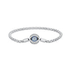 925 Sterling Silver Pavé Setting CZ 17.0 cm Oxidized Silver Bracelet for Women